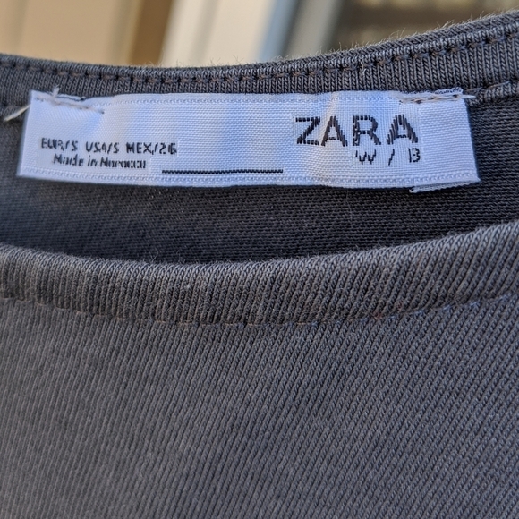 Zara Women's Gray Jumpsuit Short Sleeve Size Small Adjustable Waist Tie - Picture 7 of 7